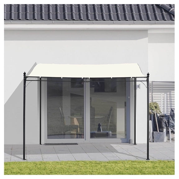 10x10 Steel Outdoor Pergola Gazebo, Patio Canopy, Weather Resistant, Cream White