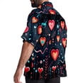 thumbnail image 3 of Valentine's Day Love ECG Men's Short Sleeve Shirts, Casual Hawaiian Print Button Down Summer Beach Top Unisex, 3 of 6