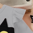thumbnail image 6 of Girls Halloween Black Cat Print Long Sleeve Ruffle Mesh Tutu Dress, Kids Cartoon Cosplay Party Dress for Holiday Performance Party(Grey2,4-5 Years), 6 of 8
