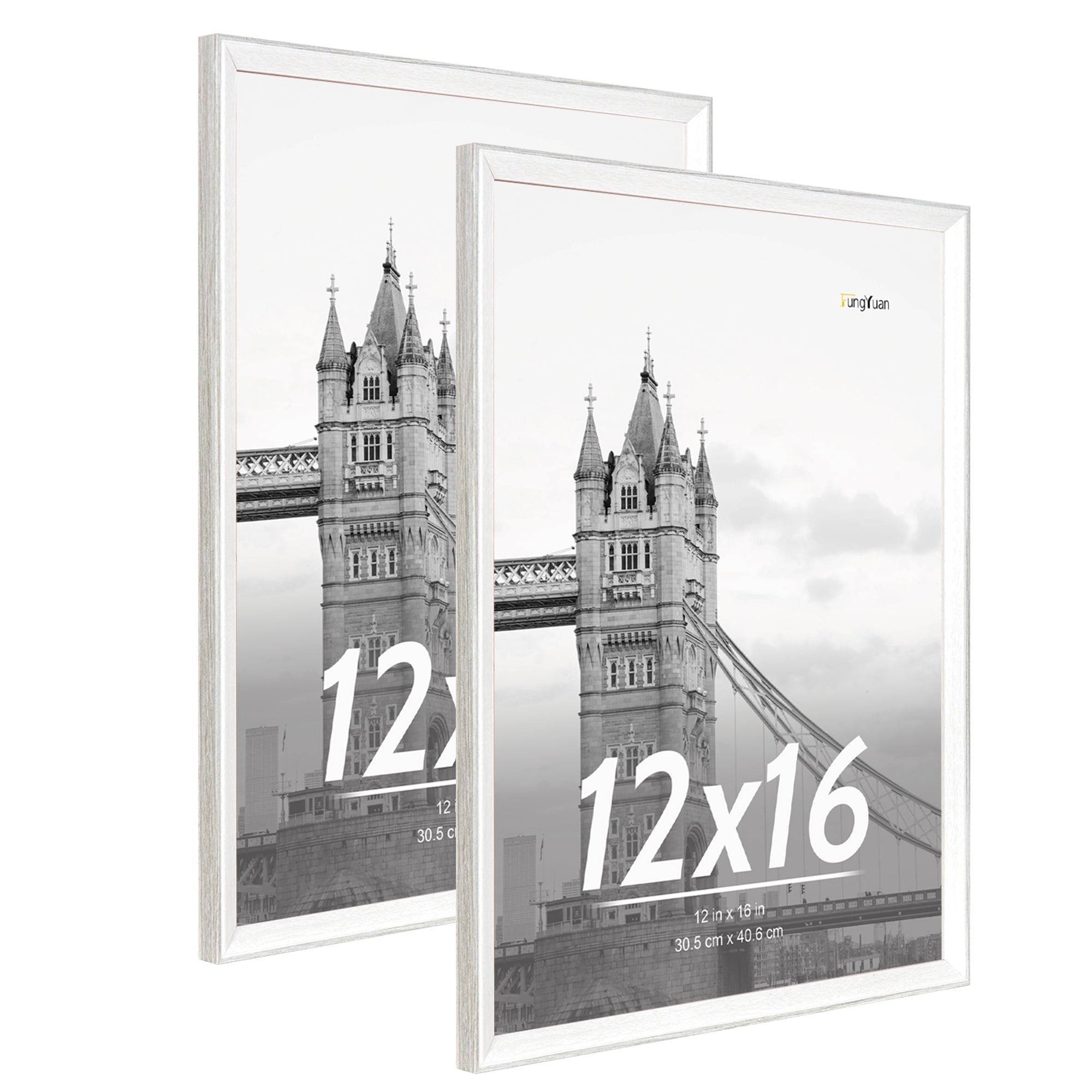 FungYuan 2 PACK 12x16 Wood Picture Frame Set,Gallery Wall Photo Frames,Poster frame,Gray