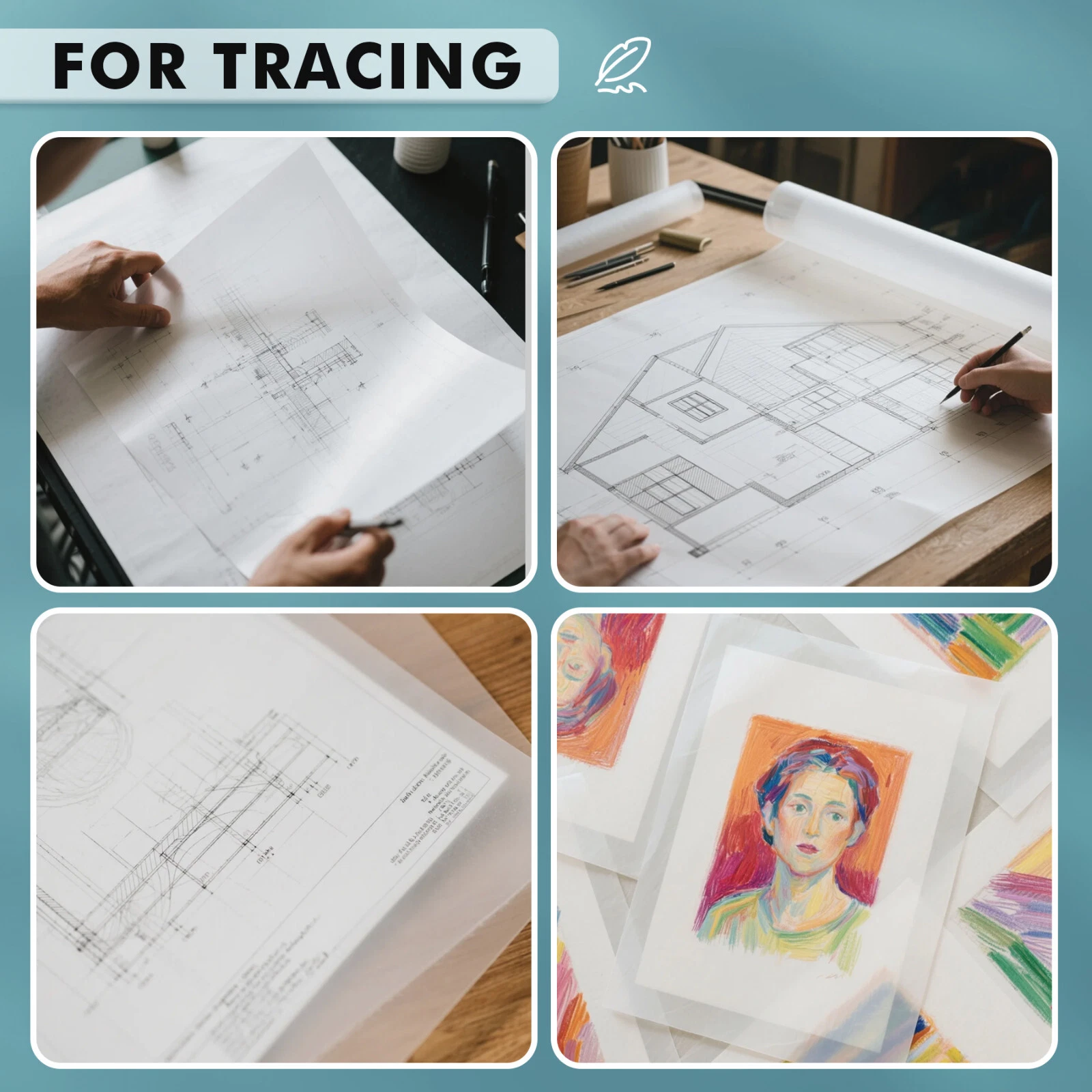 Koala Tracing Paper Roll 17 in X 50 yd for Drawing, Sewing, Sketching, Translucent Vellum Paper Roll Size 50gsm