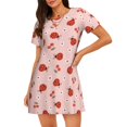 thumbnail image 1 of Disketp Ladybug With Flower para Camisón Corto de Manga Corta para Mujeres, Camisón Cómodo con Escote Redondo, Bonito y Confortable, 1 of 6