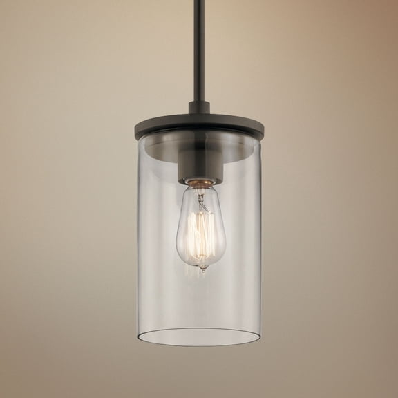 Kichler Crosby 6" Wide Olde Bronze 1-Light Clear Glass Mini Pendant