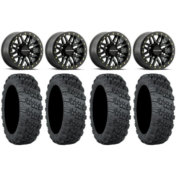 Raceline Ryno Bdlk 14" Bk Wheels 28" Versa Cross V3 Tires Polaris RZR XP 1000 / PRO XP / Ranger XP 900/1000
