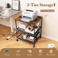 thumbnail image 6 of Costway 3-Tier Printer Stand Rolling Fax Cart with Adjustable Shelf & Swivel Wheel Brown, 6 of 10