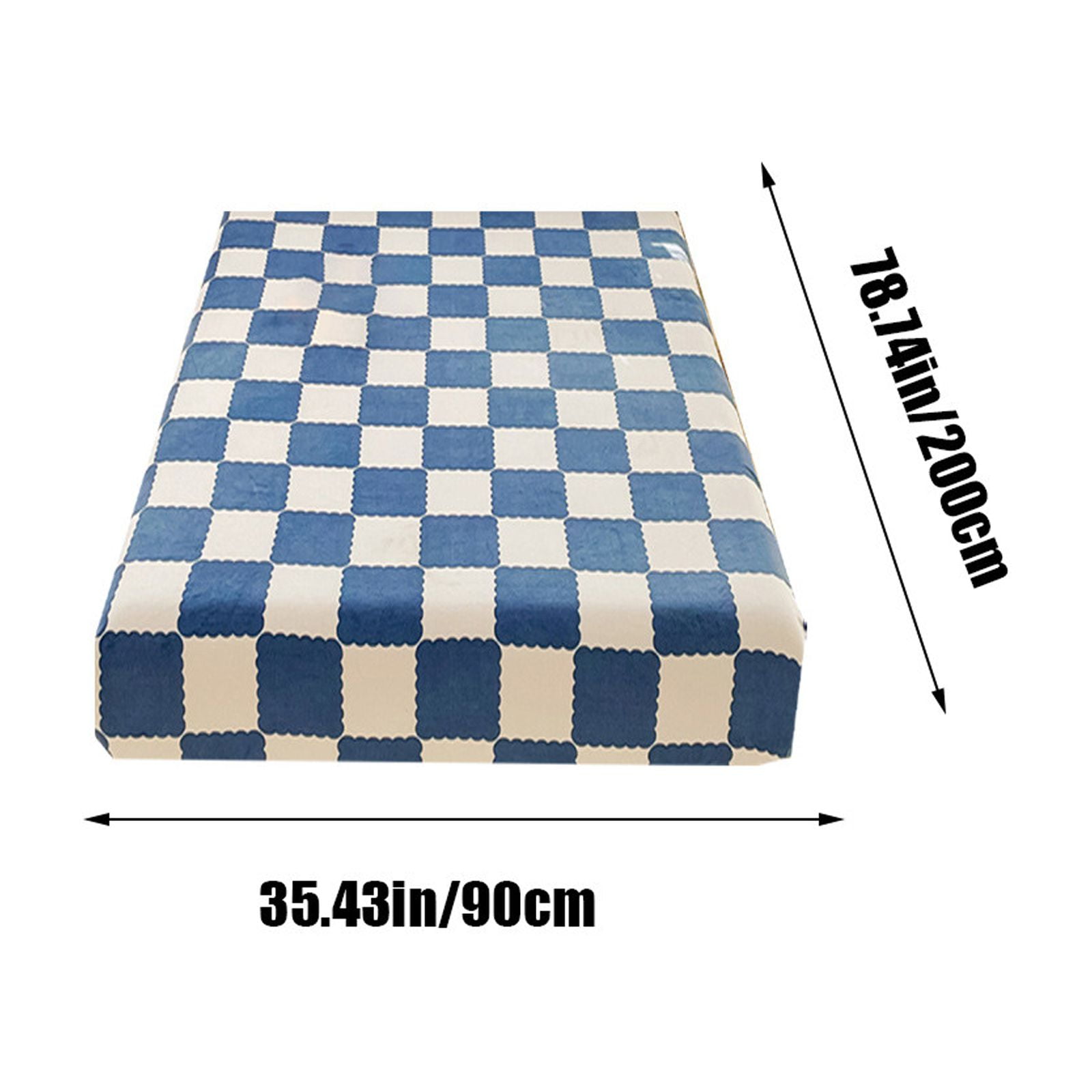 Quilted Fitted Sheet Winter Warm, Checkerboard Pattern Mattress Protector – Breathable Non-Slip Pocket Design, Soft Polyester Bed Cover for Care Bed, Home or Guest Room