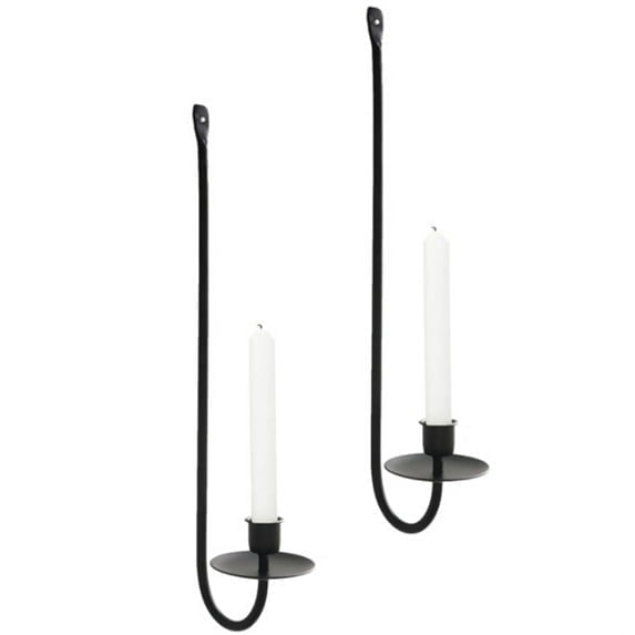 2 Pcs Modern Black Metal Candle Sconces - Sleek Wall-Mounted Candle Holders | Minimalist Iron Holders for Wall Decoration, Modern Homes | Space-Saving Decor with Secure Hooks