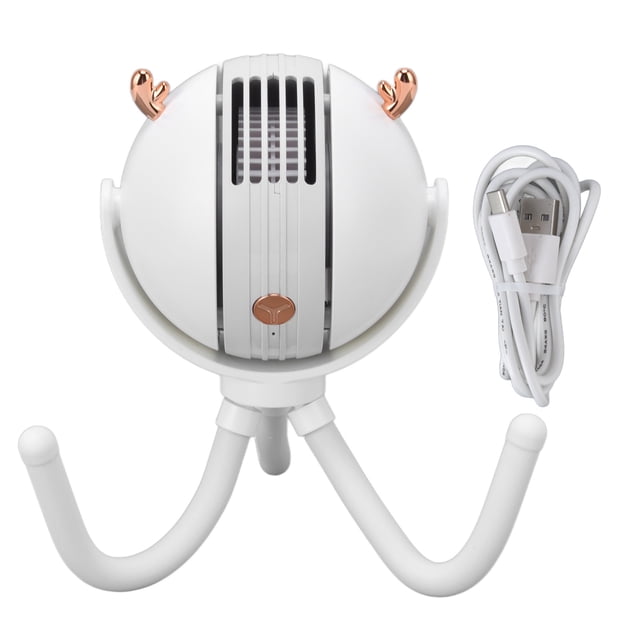Ventilador para cochecito de bebé, ventilador eléctrico de pulpo recargable por USB sin aspas con 3 engranajes para bebé