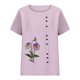 thumbnail image 3 of Camiseta Casual de Manga Corta con Botón de Cuello Redondo de las Mujeres, Tops Cortos para las Mujeres, 3 of 3