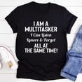 thumbnail image 2 of Pompotops Femmes Je Suis une Multitâche Lettre Col Rond Chemise Pull Manches Courtes Hauts Tee, 2 of 3