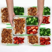 Sistema 5-Piece Food Storage Containers with 3 Compartments and Lids for Meal Prep, Dishwasher Safe, 11.8oz, Clear/Green, Pack of 5 27.7oz Set of