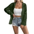 thumbnail image 3 of UVEASISHA Women's Linen Blend Hooded Jakcet Zip Up Hoodies Long Sleeve Lightweight Beach Cover Ups Army Green L, 3 of 5