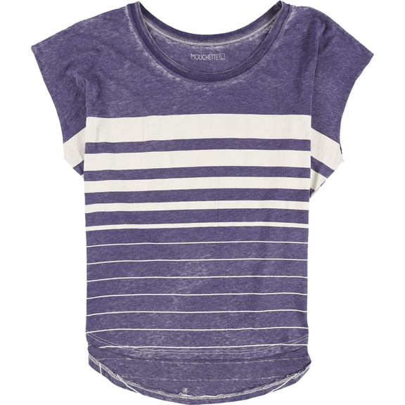 Mouchette Womens Striped Burnout Basic T-Shirt, Purple, Medium