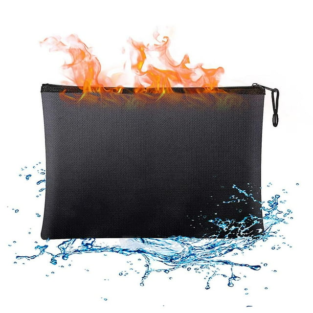 Bolsa grande para documentos ignífuga con bolsillos con cremalleras, bolsa ignífuga resistente al agua de 13,7x 9,4, bolsa de dinero de almacenamiento seguro ignífuga para portadocumentos A4,