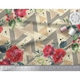thumbnail image 3 of Soimoi Yellow Poly Georgette Fabric Geometric,Leaves & Begonia Floral Printed Craft Fabric by the Yard 52 Inch Wide, 3 of 3