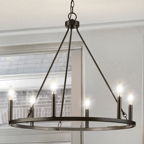 Luxury Modern Farmhouse Chandelier, Matte Black, UHP4602