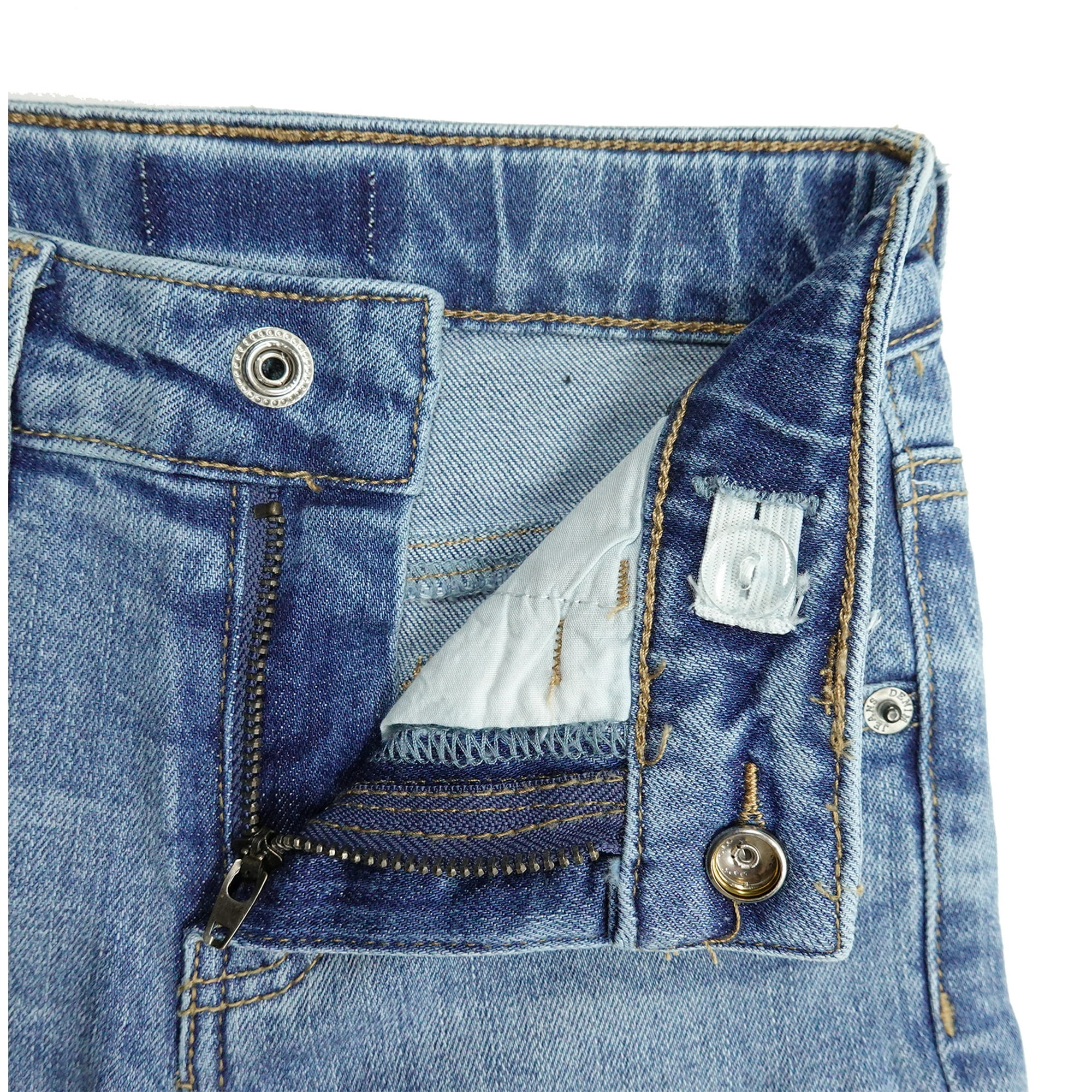 KIDSCOOL SPACE Jeans Fille Petit Enfant Dechire Droite Slim Ajustement Elastique a l Interieur de Pantalons de Jeans Denim Bleu Clair 10 11 Ans