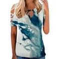 thumbnail image 1 of Gibobby Playera de Manga Corta con Cuello Redondo Camiseta manga corta con estampado flores y botones para mujer, camiseta manga corta, informal, Sexy, verano, para (Azul,G), 1 of 4