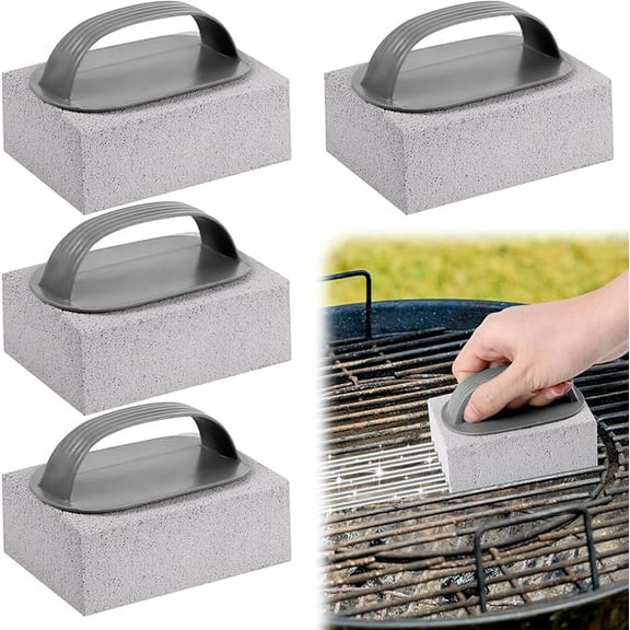 ReedCA 4Pcs Pumice Stone for Cleaning Oven, Grill Brick with Handle, BBQ Griddle Cleaner for Blackstone