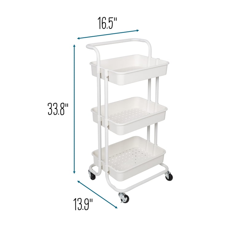 Honey-Can-Do Carrello Portaoggetti Bagno 3 Ripiani In Plastica Naturale, 34x25x86cm