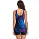 thumbnail image 4 of Gibobby Trajes de Baño para Mujer Conjunto de tankini con tiras en la espalda y estampado vintage de talla grande para mujer(Azul,XL), 4 of 4