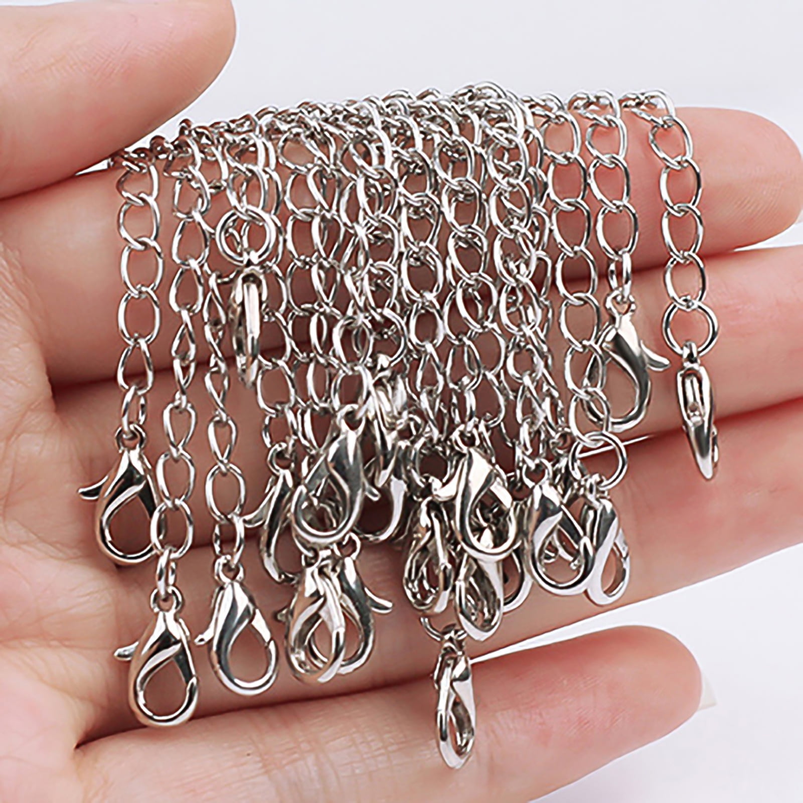 Walbest 20 Pack Silver Plated Necklace Chains Bulk, Cable Chain