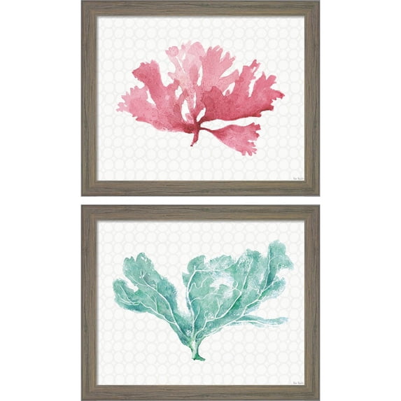 Great Art Now Mixed Greens B by Lisa Audit, 2 Piece Framed Art Set Each 11"W x 9"H