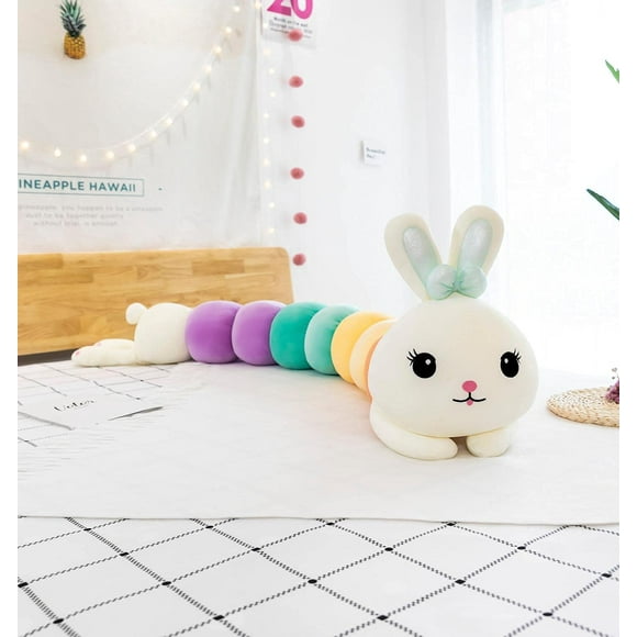 85-110cm Giant Caterpillar Shaped Animals Pillow Cute Husky Dog Lion Rabbit Plush Stuffed Dolls Toys for Children 85cm Rabbit (Color : Rabbit, Size : 85cm)
