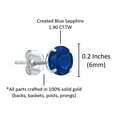 thumbnail image 2 of 14k White Gold Created Blue Sapphire Round Stud Earrings for Women | 6mm September Birthstone Earrings | Blue Sapphire Earrings for Women | Sapphire Gold Earrings for Women by MAX + STONE, 2 of 5
