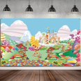 thumbnail image 2 of 9x6ft Sweet Cartoon Candyland Backdrop Candy House Fairy Tale Castle Photography Background Banner Cake Table, 2 of 5