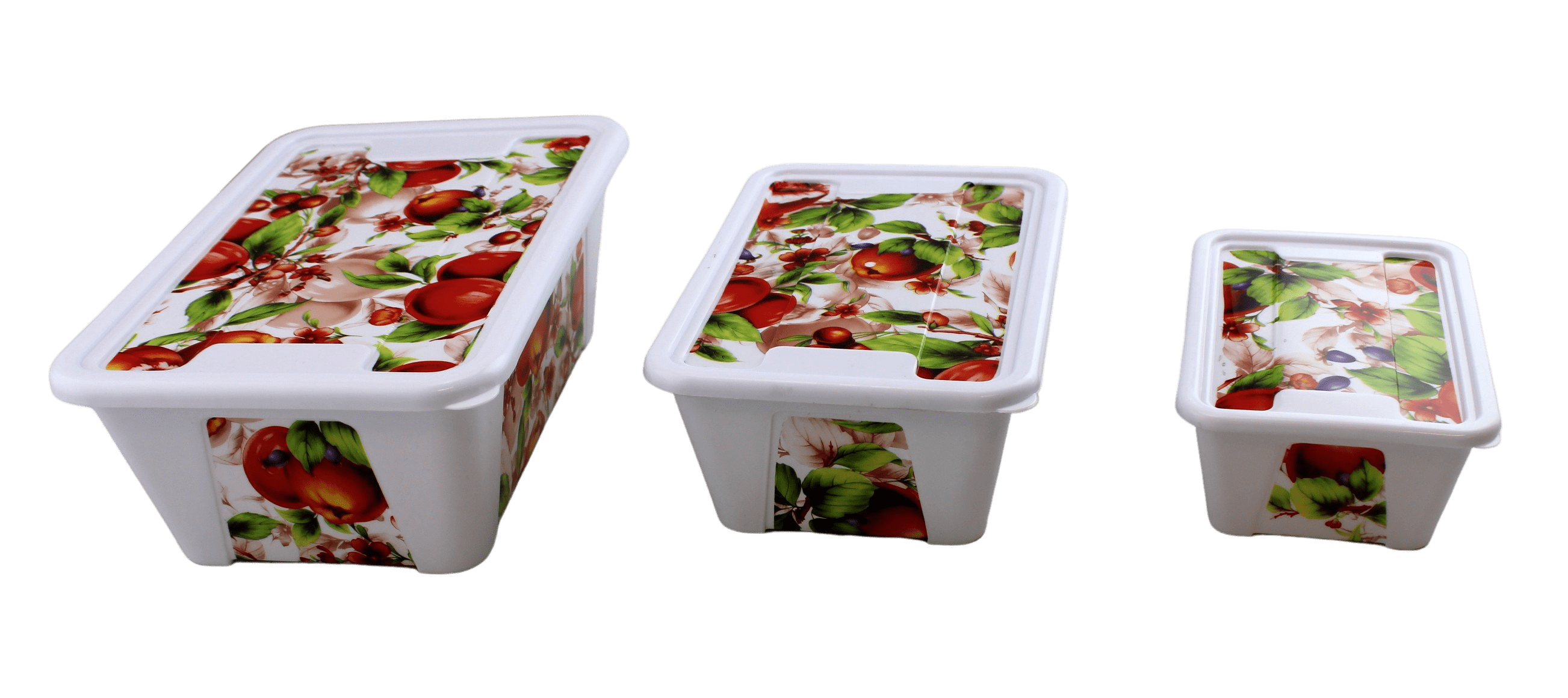 3 piece Decorative Floral Fruit Plastic Food Storage Multi Purpose