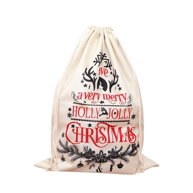 kjfeif Clearance Christmas Santa Sack Large Christmas Canvas Gift Bag with Drawstring Reusable Personalized Best Gift for Xmas Package Storage Christmas Gift Bags 18.5 x 26.37 Inch