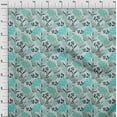 thumbnail image 4 of oneOone Popeline de Coton Sergé Tissu Vert Turquoise Floral Rétro Projets de Couture Tissu Imprimé au Mètre 56 Pouces de Large, 4 of 5