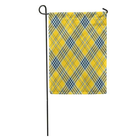 SIDONKU Yellow Tartan Plaid Pattern Checkered in Blue Black Stripes Garden Flag Decorative Flag House Banner 12x18 inch