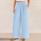 thumbnail image 5 of Pantalones de la Cintura Elástica de las Mujeres de Color Sólido Bolsillo Casual Pantalones de Moda 95% Poliéster 5% Spandex, Nuevos Pantalones Estirables para el Uso Diario, 5 of 9
