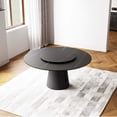 thumbnail image 4 of POVISON 51"Modern Round Black Kitchen Dining Table For 4 With Lazy Susan, Matte Sintered Stone Tabletop, Solid Black Carbon Steel Base, 4 of 9