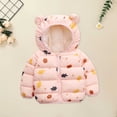 thumbnail image 2 of Mercatoo Winter Coat Toddler Baby Girl Boy Strawberry Print Bear Hood Puffer Jacket Light Zip Up Down Padded Jacket Coat, 2 of 4