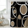 thumbnail image 6 of Polyester Fabric Black Brown Shower Curtain, White Circle Modern Minimalist Geometric Waterproof Bathtub Curtain Bathroom Decor Set with Hooks 66 x 72 Inches, 6 of 6