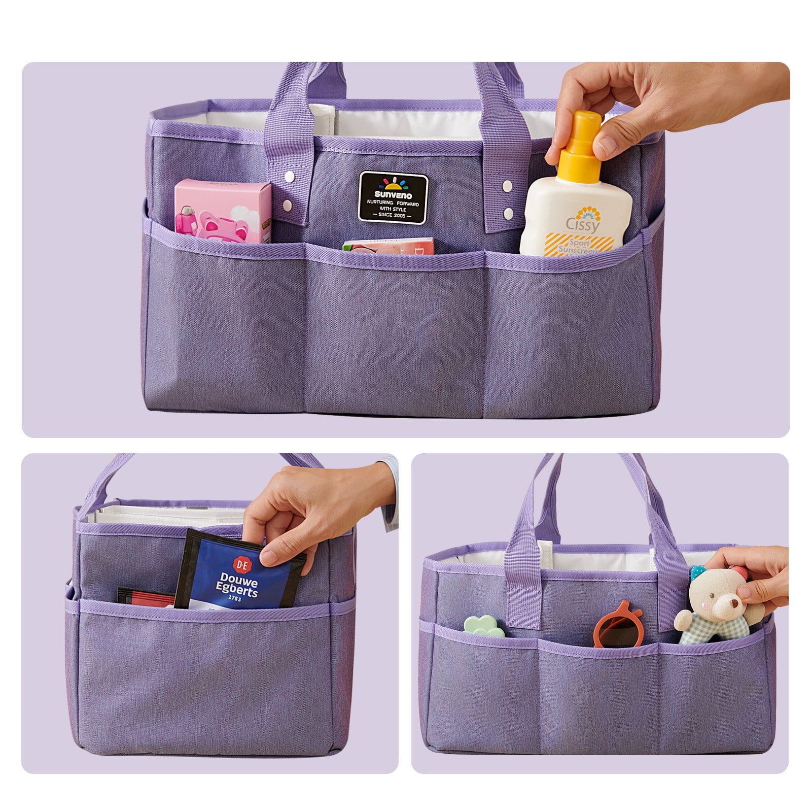 Sunveno Large Polyester Nursery Portable Diaper Caddy Organizer for Changing Station
