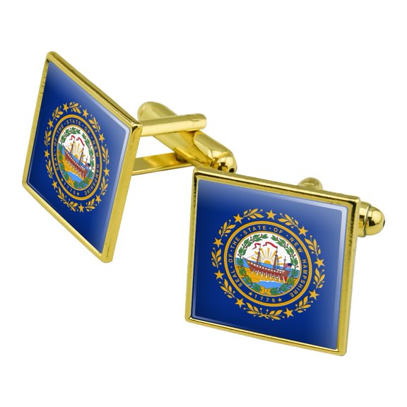 New Hampshire State Flag Square Cufflink Set - Silver or Gold
