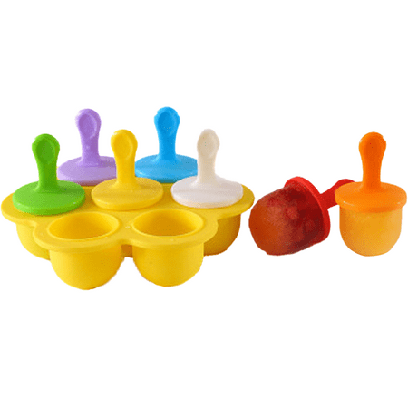 

Silicone Popsicle Ice Lolly Moulds 7 Cavities Reusable Homemade Ice Treats Maker Tools Mold Yellow