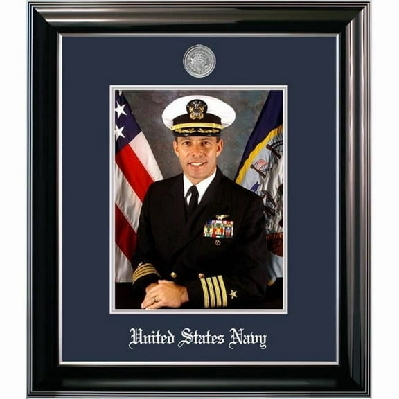Campus Images NAPCL002 8 x 10 in. Patriot Frames Navy Portrait Classic Black Frame with Silver Medallion