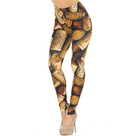 Creamy Soft Premium Women's Leggings Wine Cork Regular Size, High Rise, Stretchy & Comfortable Fit - by USA Fashion