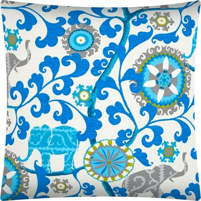 Joita Housse de Coussin Dubal à Fermeture Éclair Carrée Intérieure / Extérieure - Tissu Polyester Bleu
