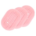 thumbnail image 1 of Juego de 3 platos de jabón pequeños, soporte de jabón de silicona en forma ovalada con agujeros para ducha, baño (Rosa), 1 of 5