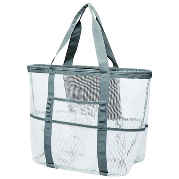 Qarigey Bolso de playa Bolso de malla Bolsa de almacenamiento Bolsillos múltiples para exteriores Bolso multiusos Filtro multifuncional Bolsas de mensajero y de hombro