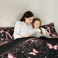 thumbnail image 5 of Homewish Monogrammed M Female Queen Comforter Set, Cartoon Pink Kawaii Butterfly Bedding Sets, Glitter Stars Diamond Reversible Bedding Comforter Set, Ultra Soft Bedroom Decor, 3-Piece, 5 of 8