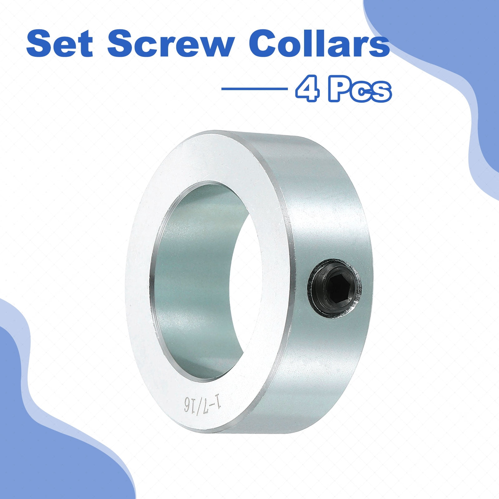4pcs Set Screw Collars 1-7/16" Bore Carbon Steel Shaft Collars, 2-1/4" OD, 3/4" Width Lock Axle Collar Clamp