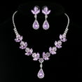 thumbnail image 4 of Juwaliy Women Bridal Jewelry Set Teardrop Crystal Necklace Earrings for Bride Bridesmaid Wedding Party Prom Gift-Violet, 4 of 5