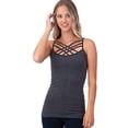 thumbnail image 7 of PacificPlex Womens Seamless Criss-Cross Cami Tank Top, 2X/3X, Charcoal, 7 of 7